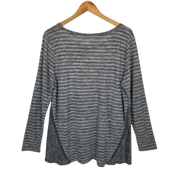 Soft Surroundings Women's Long Sleeve Striped Knit Top Blue Gray Size 1X - Picture 2 of 5